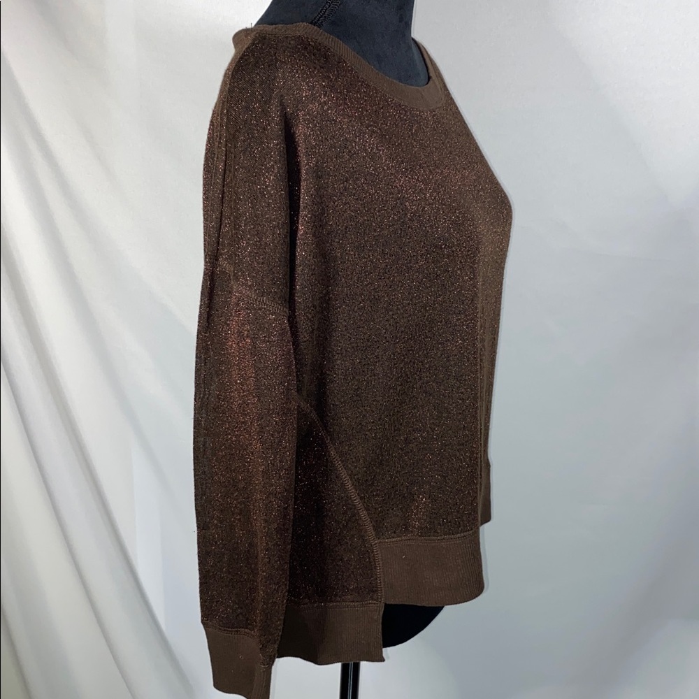 a.n.a A New Approach Brown Metallic Shimmer Sheer Top Medium NWT - Picture 3 of 7